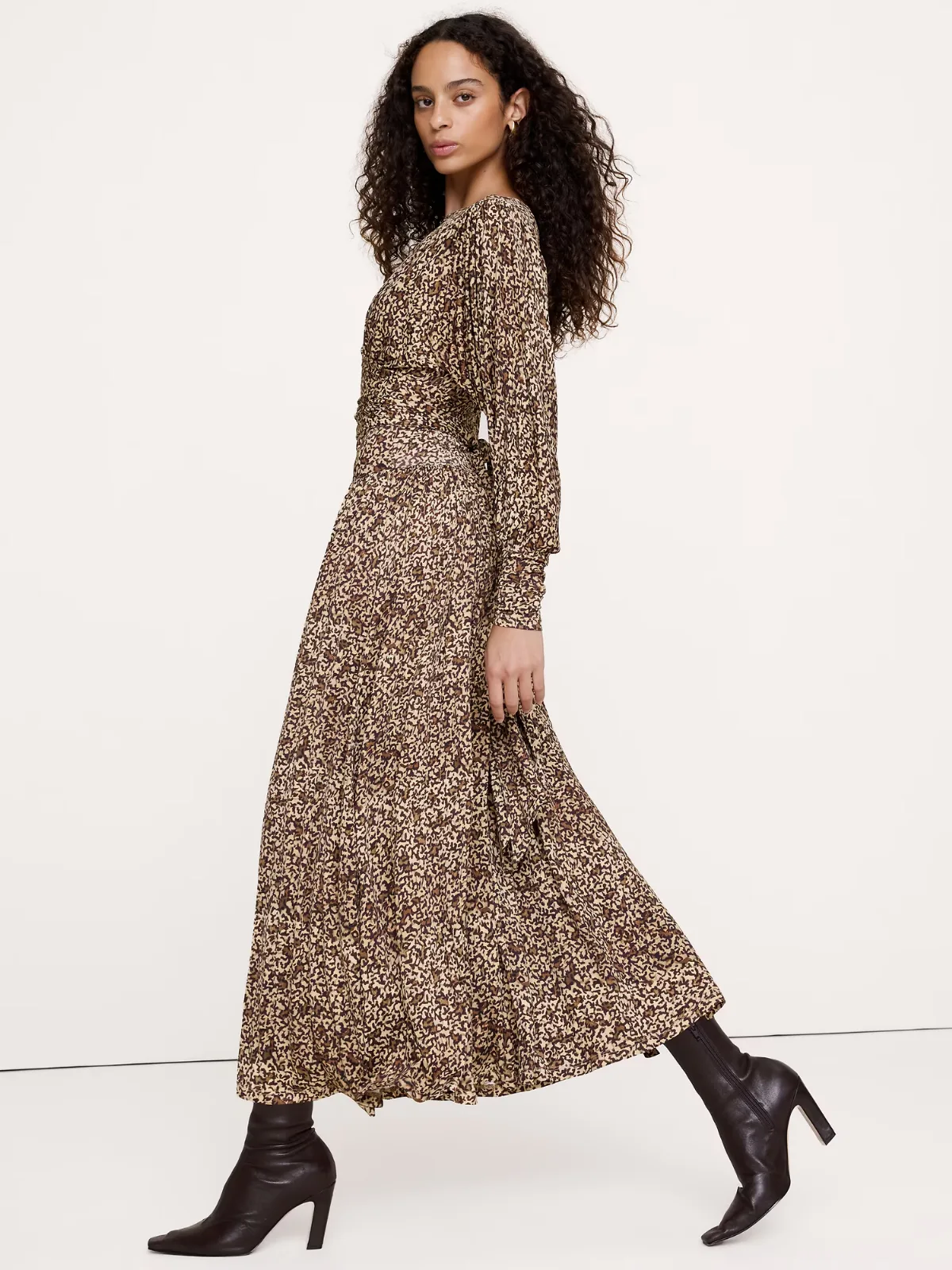 Jersey Draped Gigot Sleeve Maxi Dress by Banana Republic
