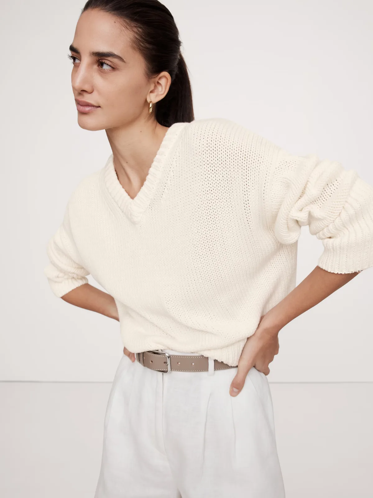 Cotton V-Neck Sweater by Banana Republic