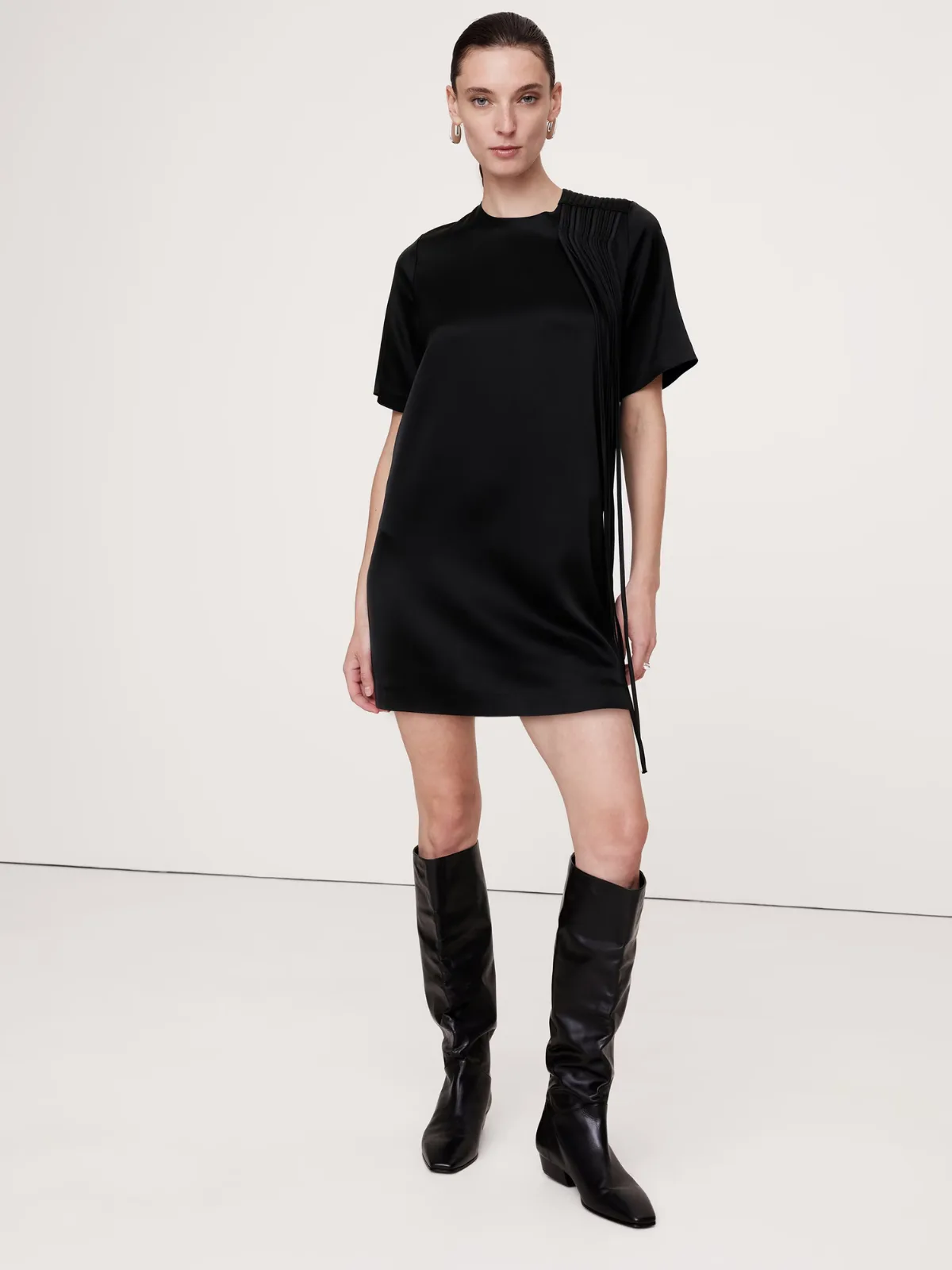 Satin Fringe Shift Dress by Banana Republic