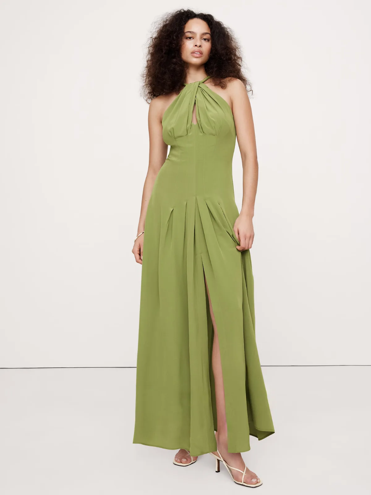 Matte Silk Halter Maxi Dress by Banana Republic