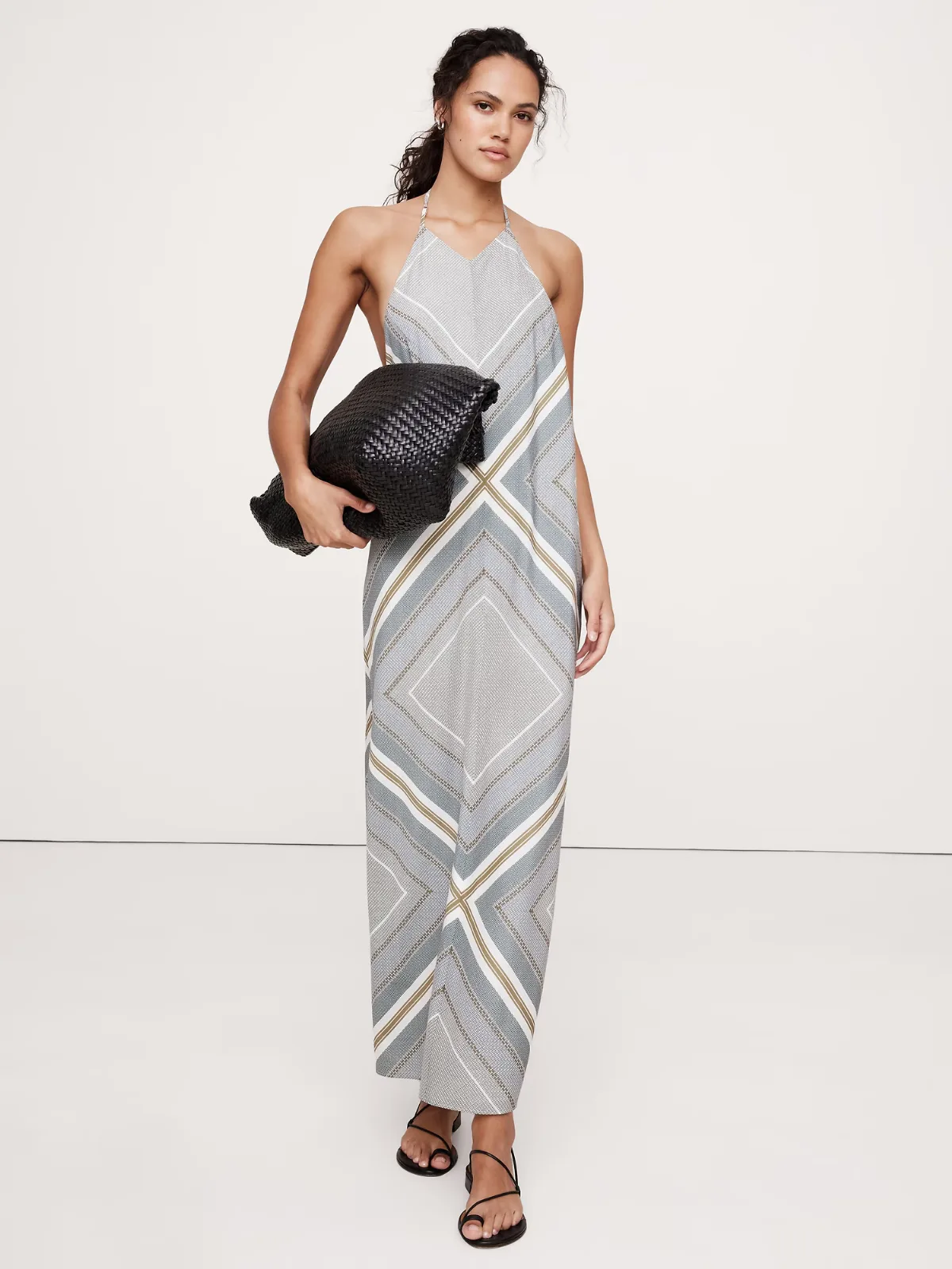 Cotton-Silk Halter Maxi Dress by Banana Republic