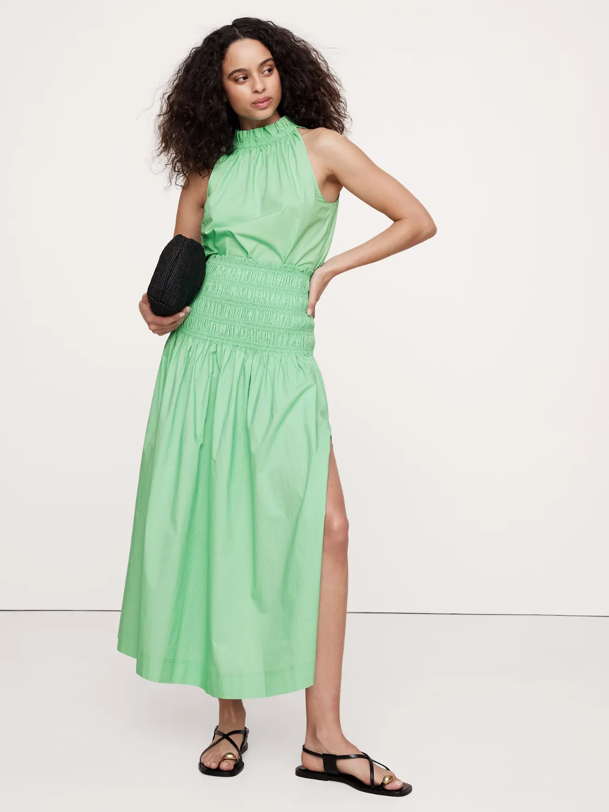 Cotton Poplin Smocked-Waist Maxi Skirt by Banana Republic