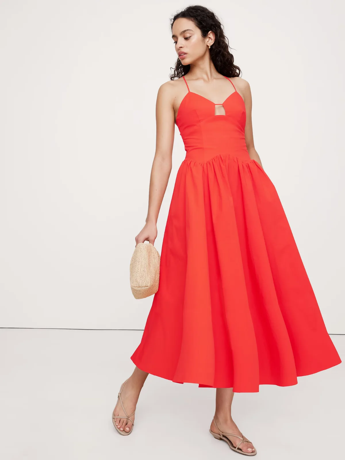 Stretch-Cotton Poplin Maxi Dress by Banana Republic