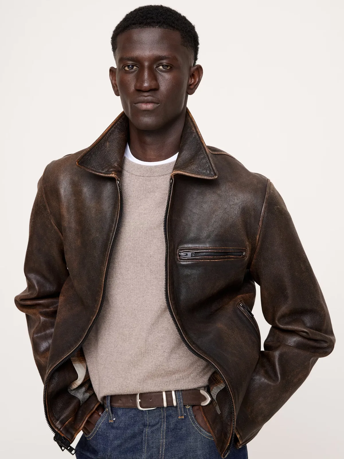Leather Racing Jacket by Banana Republic