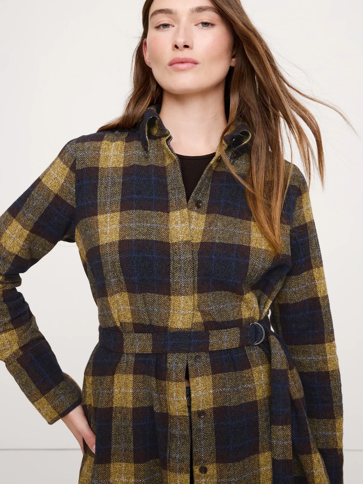 Flannel Belted Tunic Shirt by Banana Republic