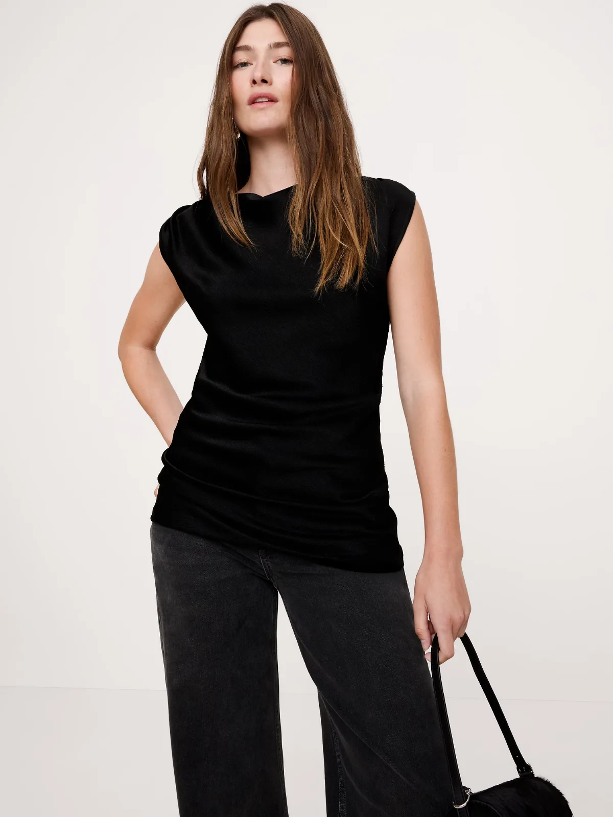 Hammered Satin Draped Top by Banana Republic