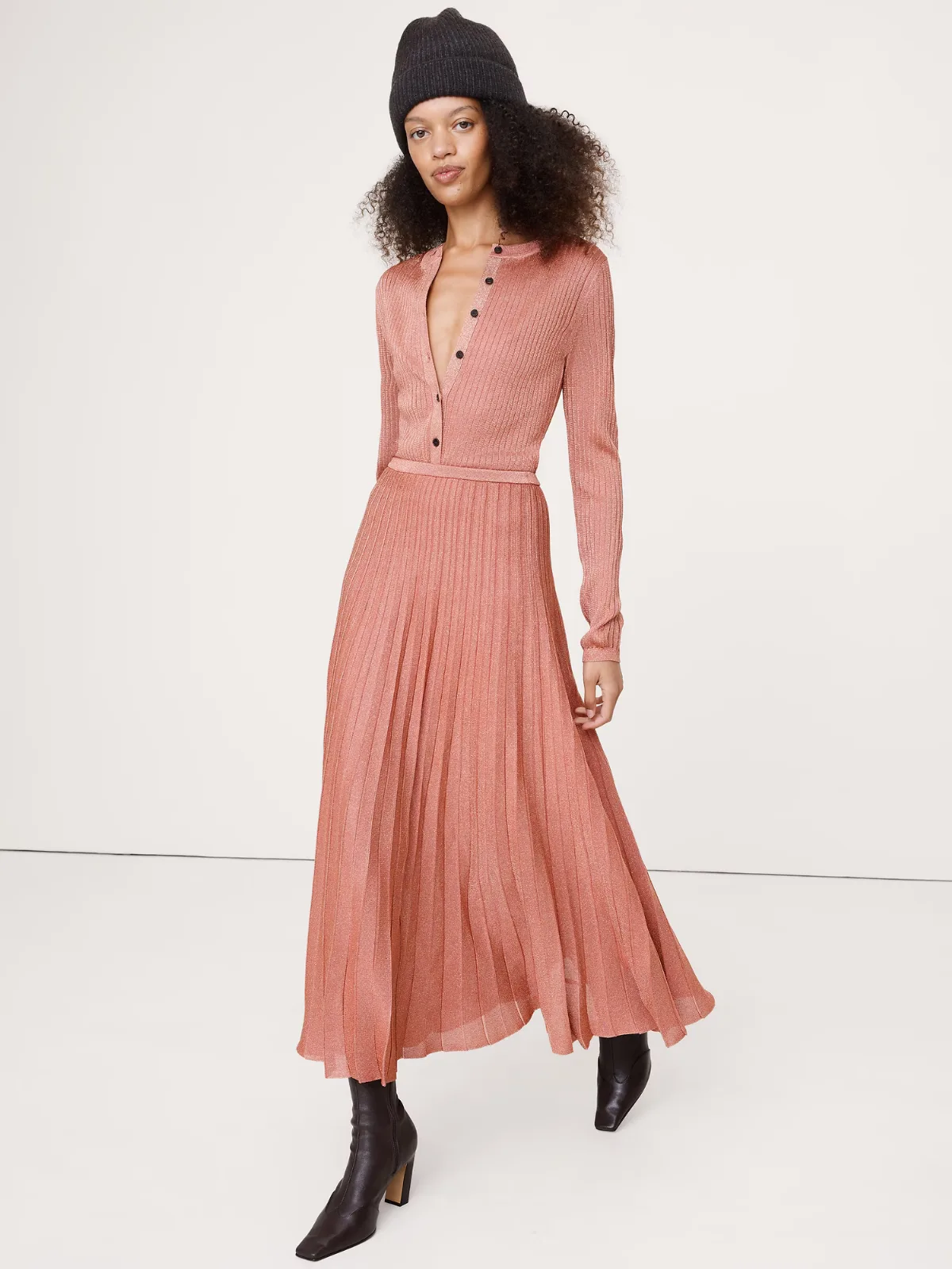 Pleated Metallic Sweater Skirt by Banana Republic
