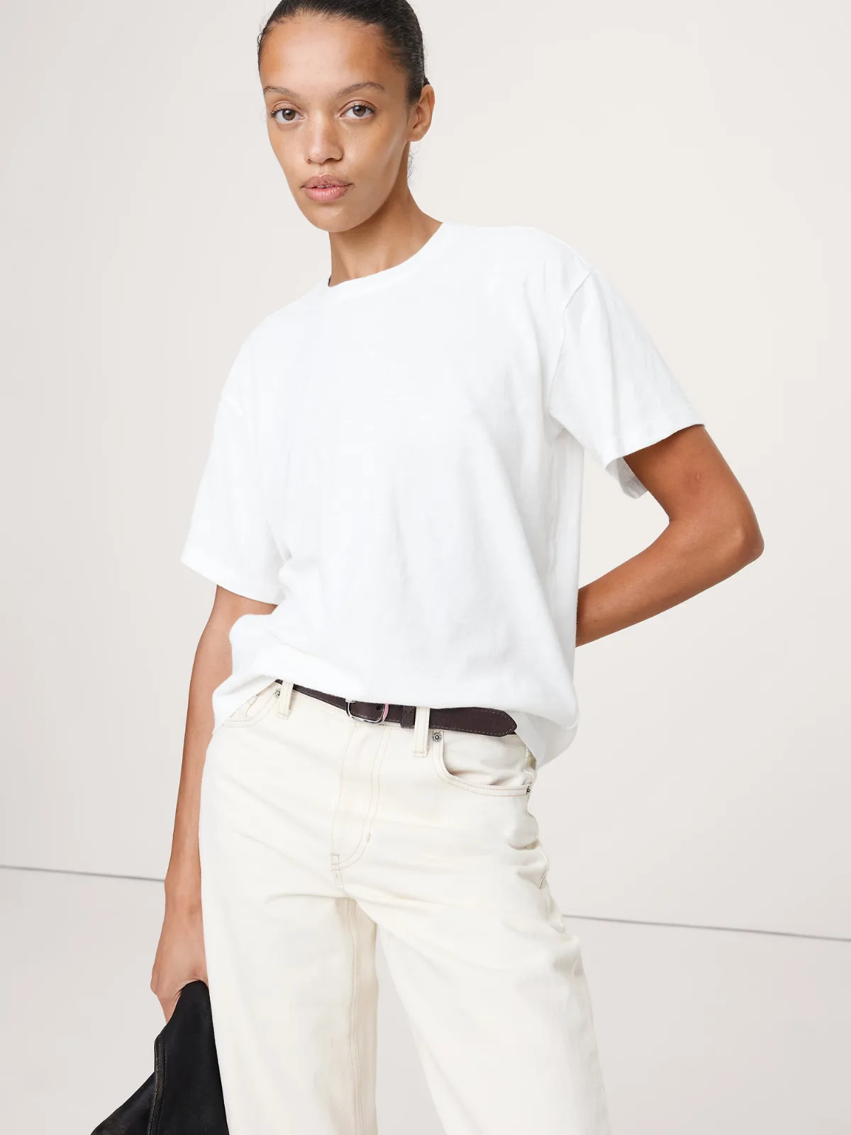 Cotton Slub Boyfriend Crew-Neck T-Shirt