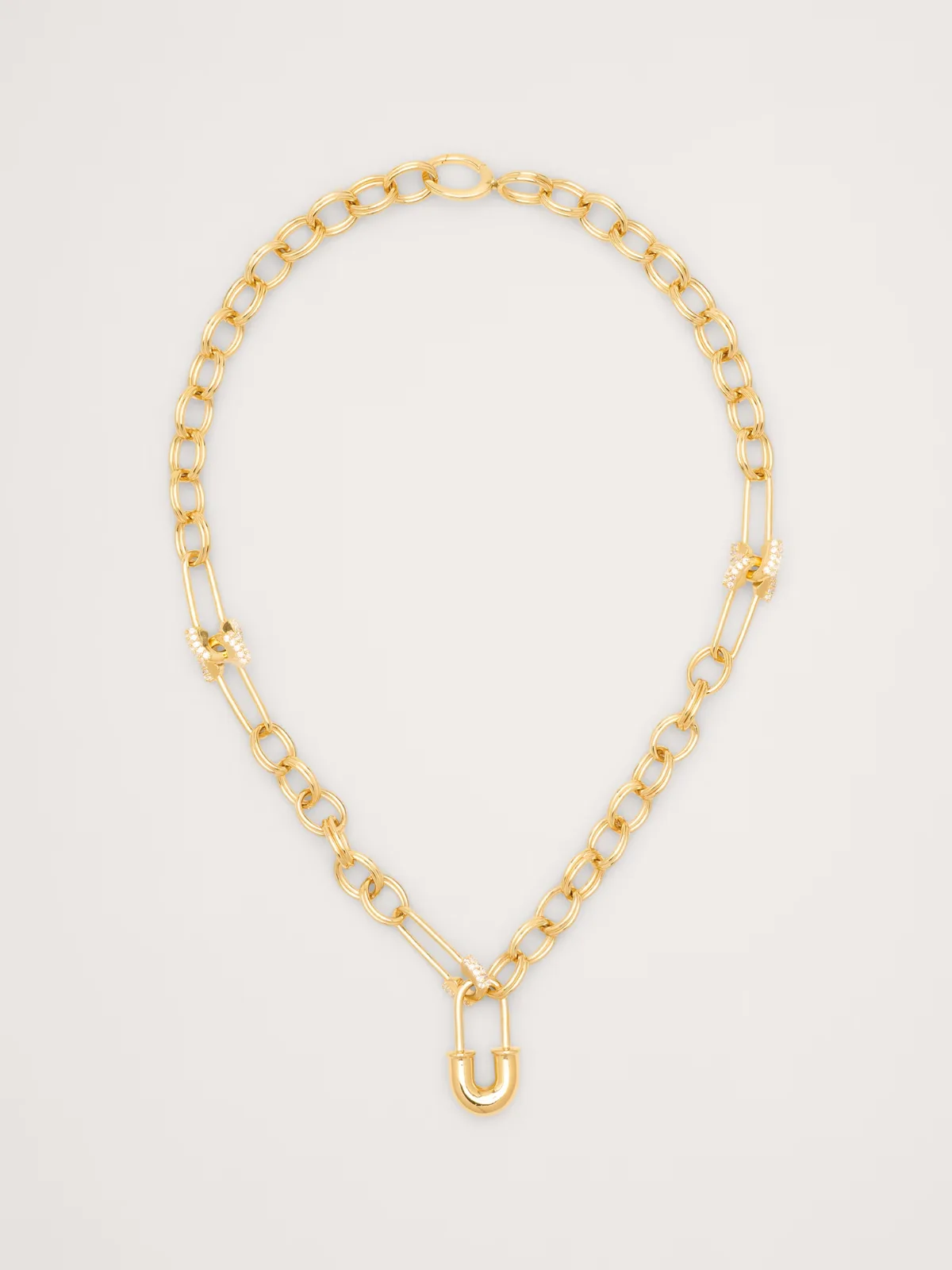 Rhinestone Safety Pin Chain Necklace by Banana Republic