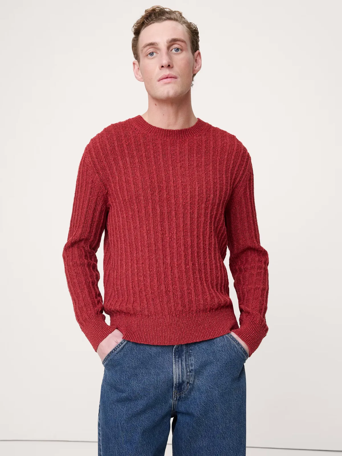 Cotton-Linen Blend Crew-Neck Sweater by Banana Republic