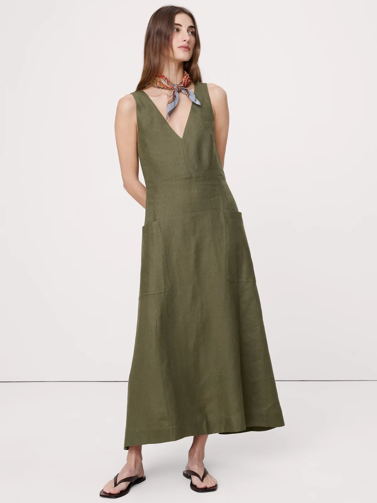Linen Pocket Maxi Dress by Banana Republic