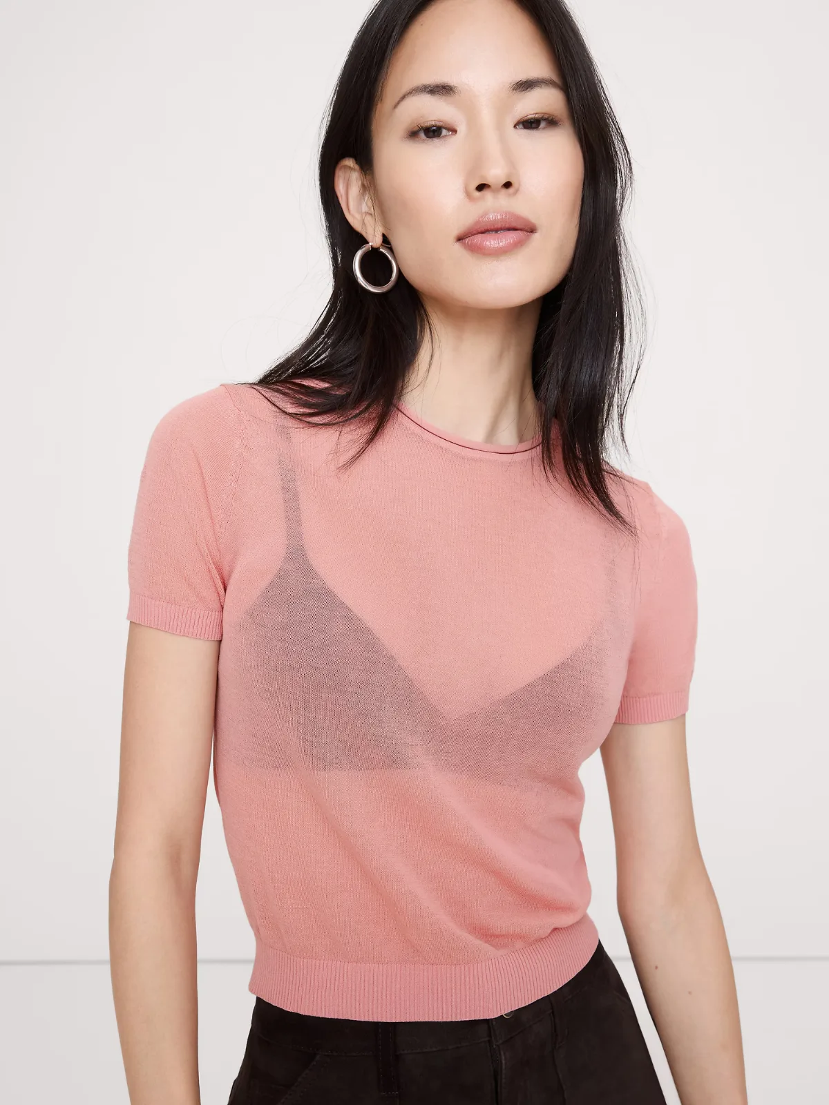 Sheer Ultra-Fine Cotton Sweater Tee by Banana Republic