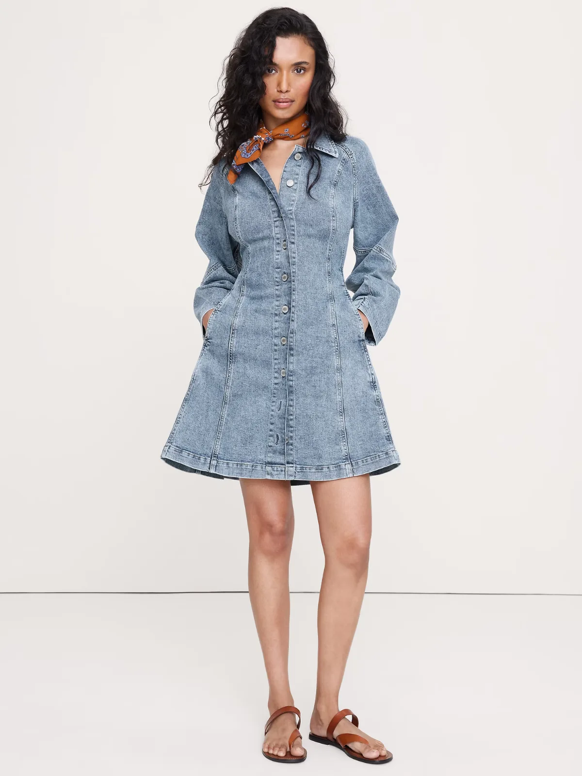 Seamed Denim Mini Dress by Banana Republic