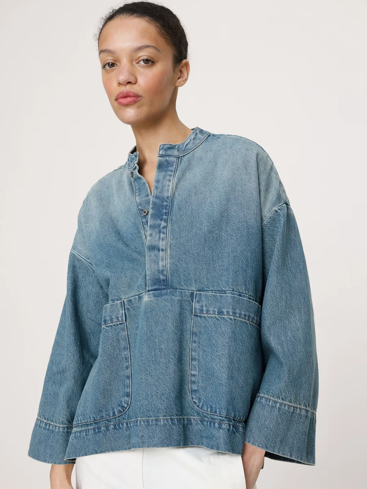 Denim Popover Top by Banana Republic