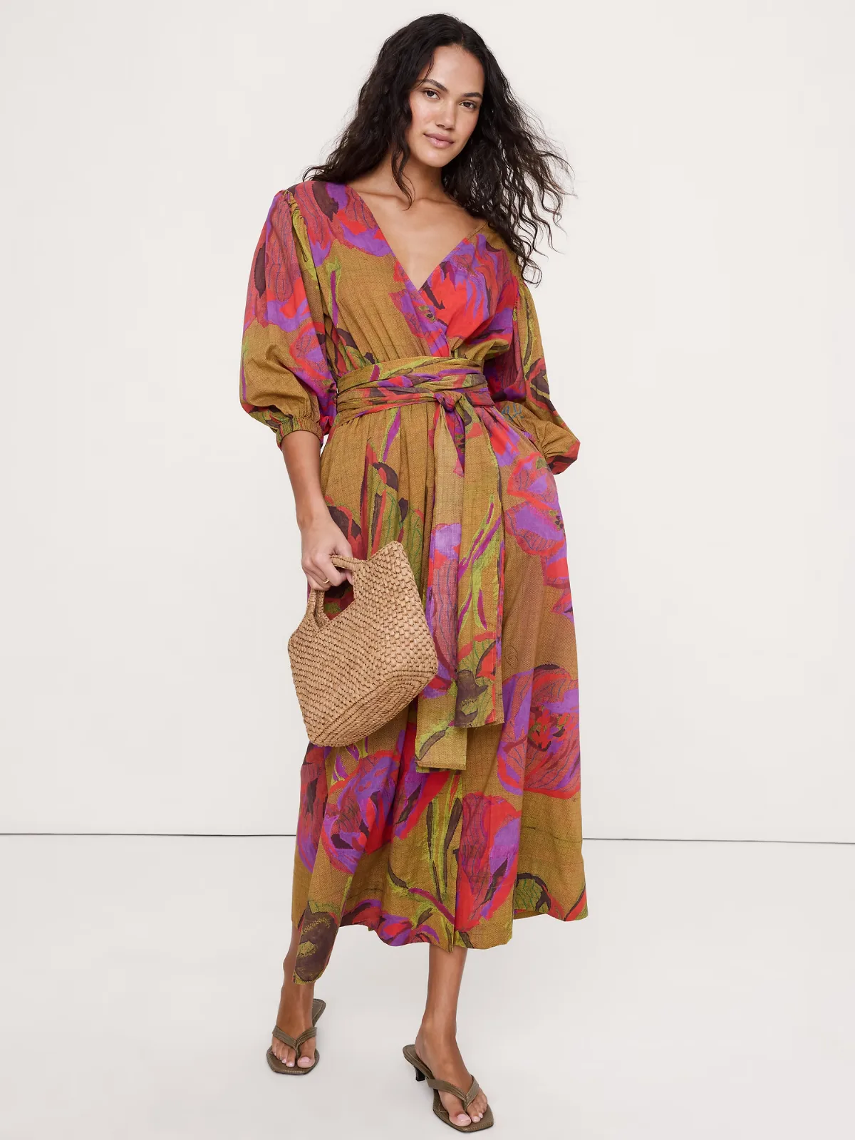 Lightweight Cotton Wrap Maxi Dress by Banana Republic