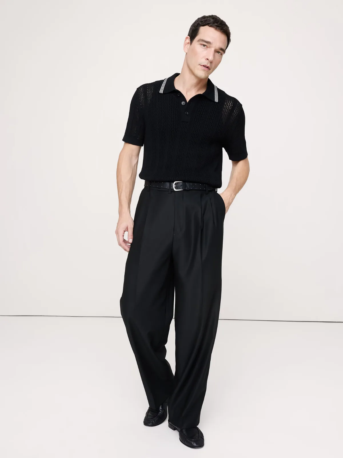 Cotton Zig-Zag Sweater Polo Shirt by Banana Republic