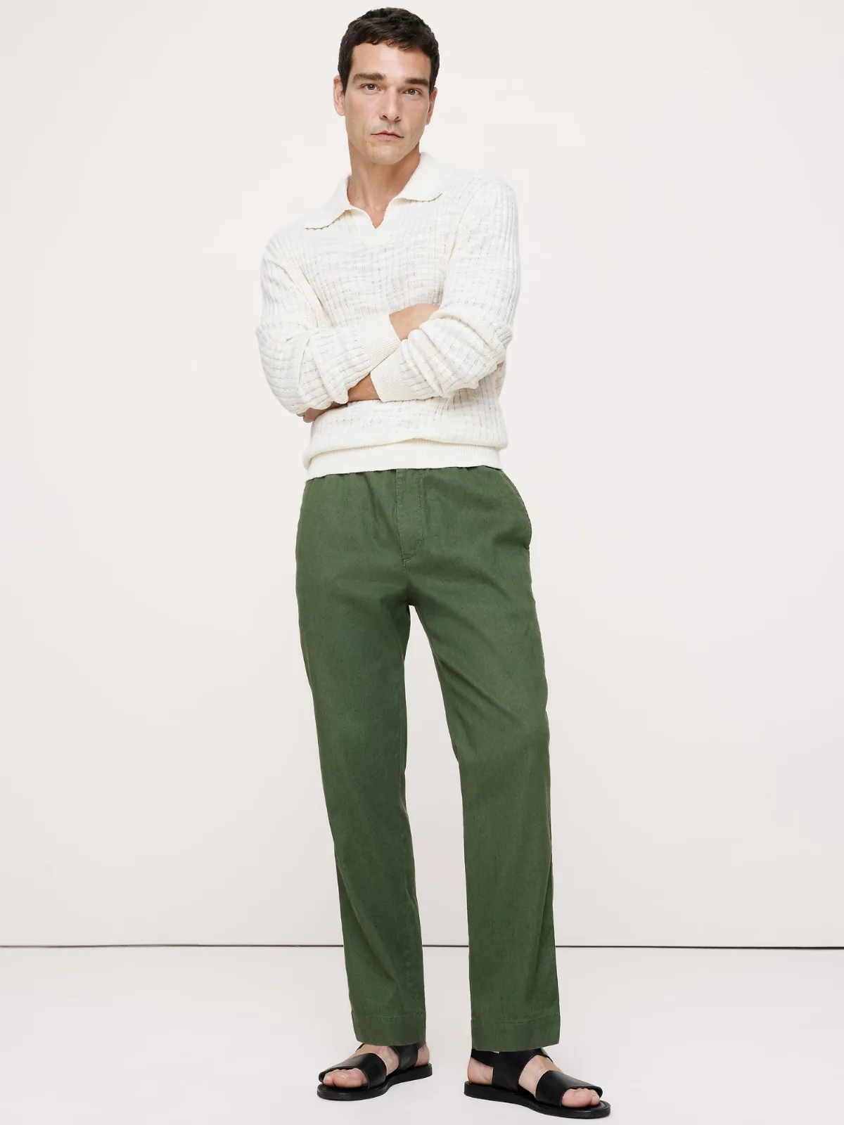 Straight Italian Linen-Cotton Pull-On Pant by Banana Republic