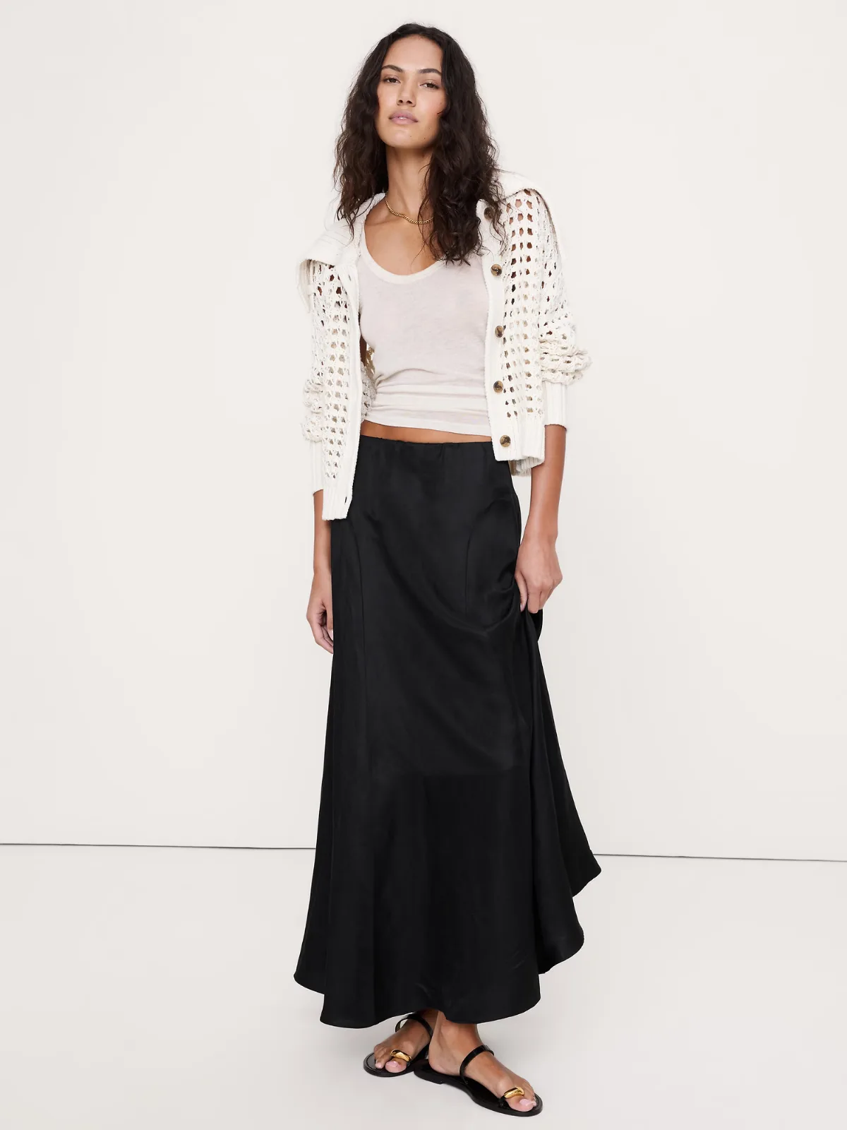 Viscose-Linen Maxi Skirt by Banana Republic