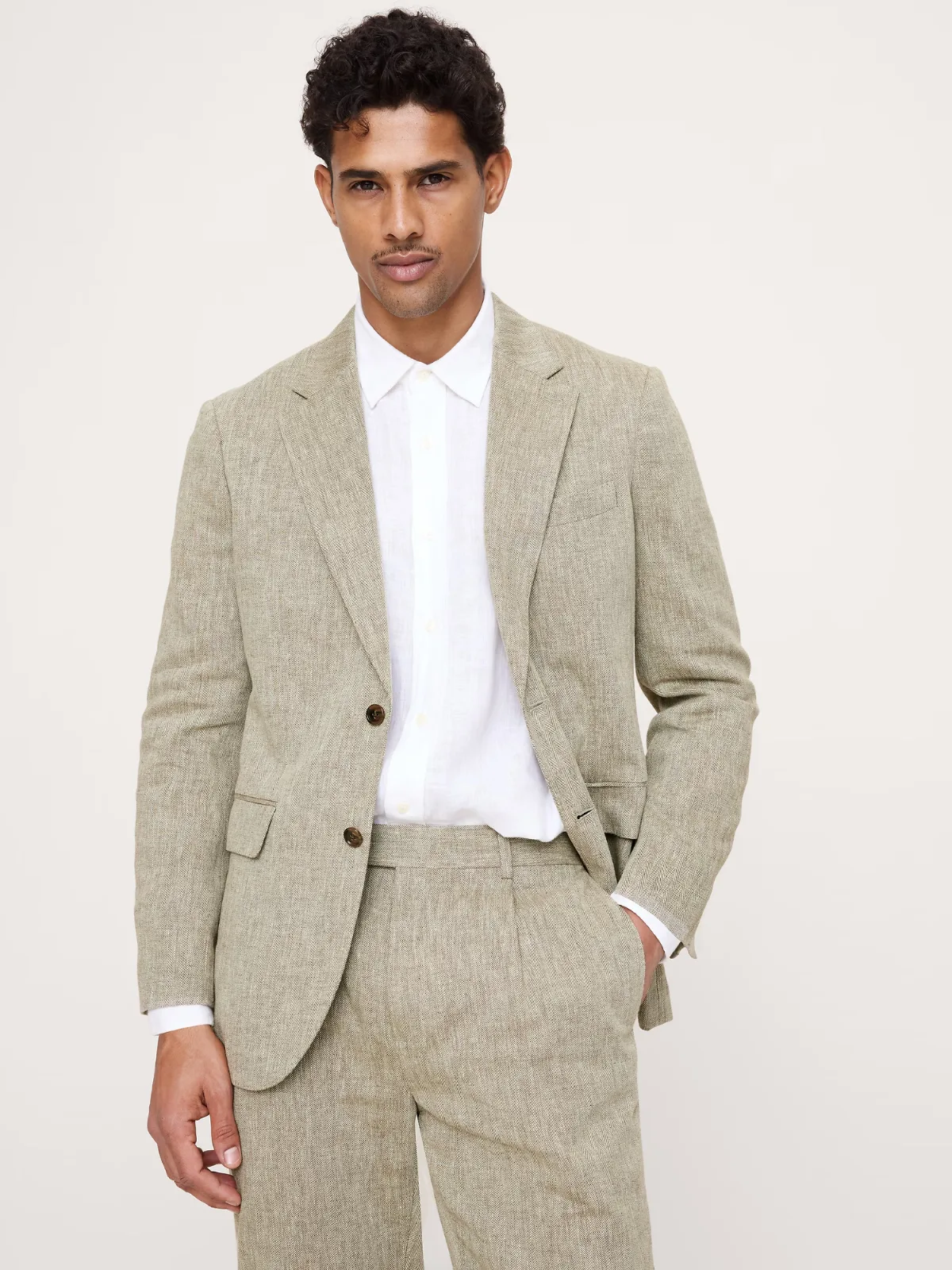 Tailored Slim-Fit Linen-Cotton Suit Jacket