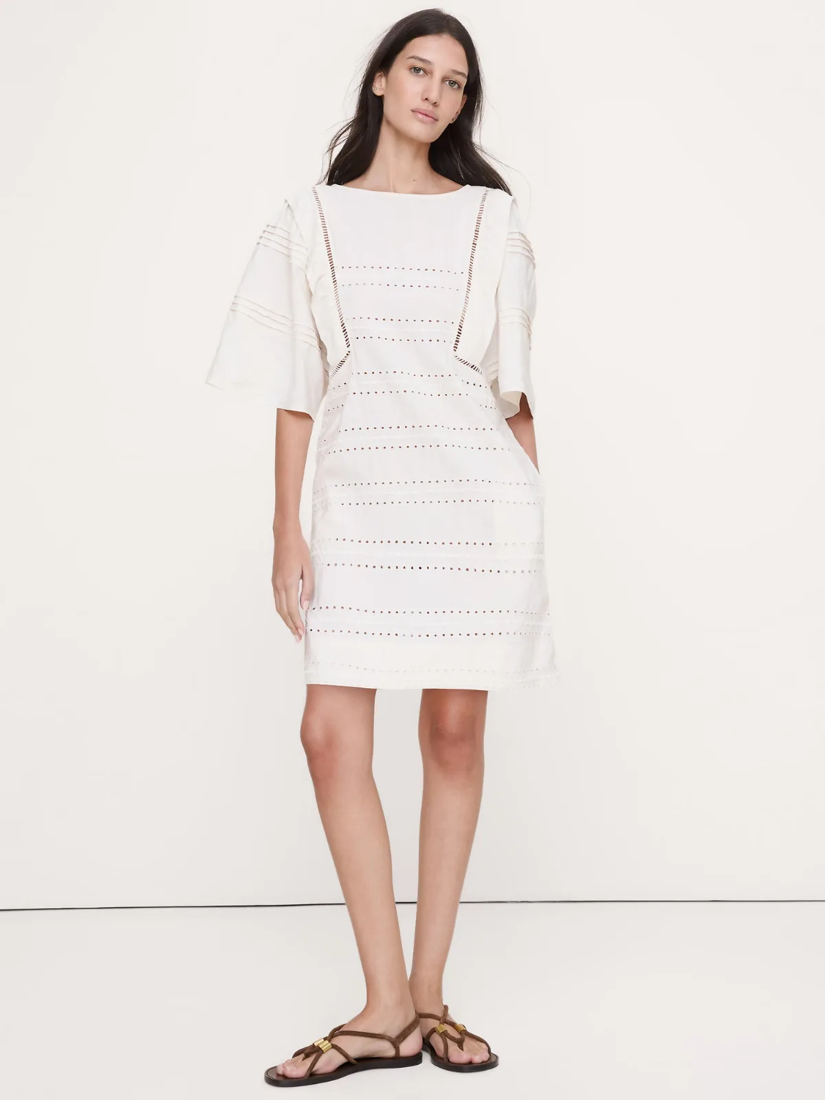 Tencel-Linen Eyelet Mini Dress