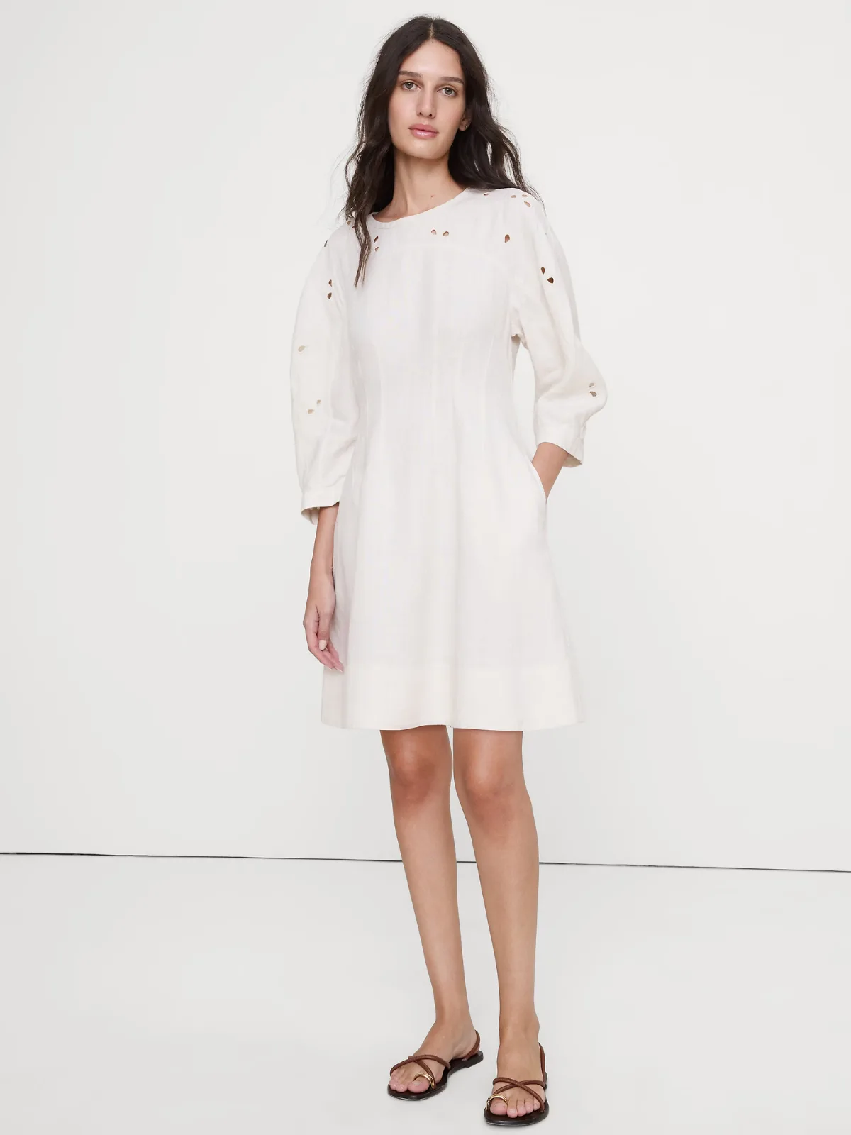 Eyelet Linen Mini Dress by Banana Republic