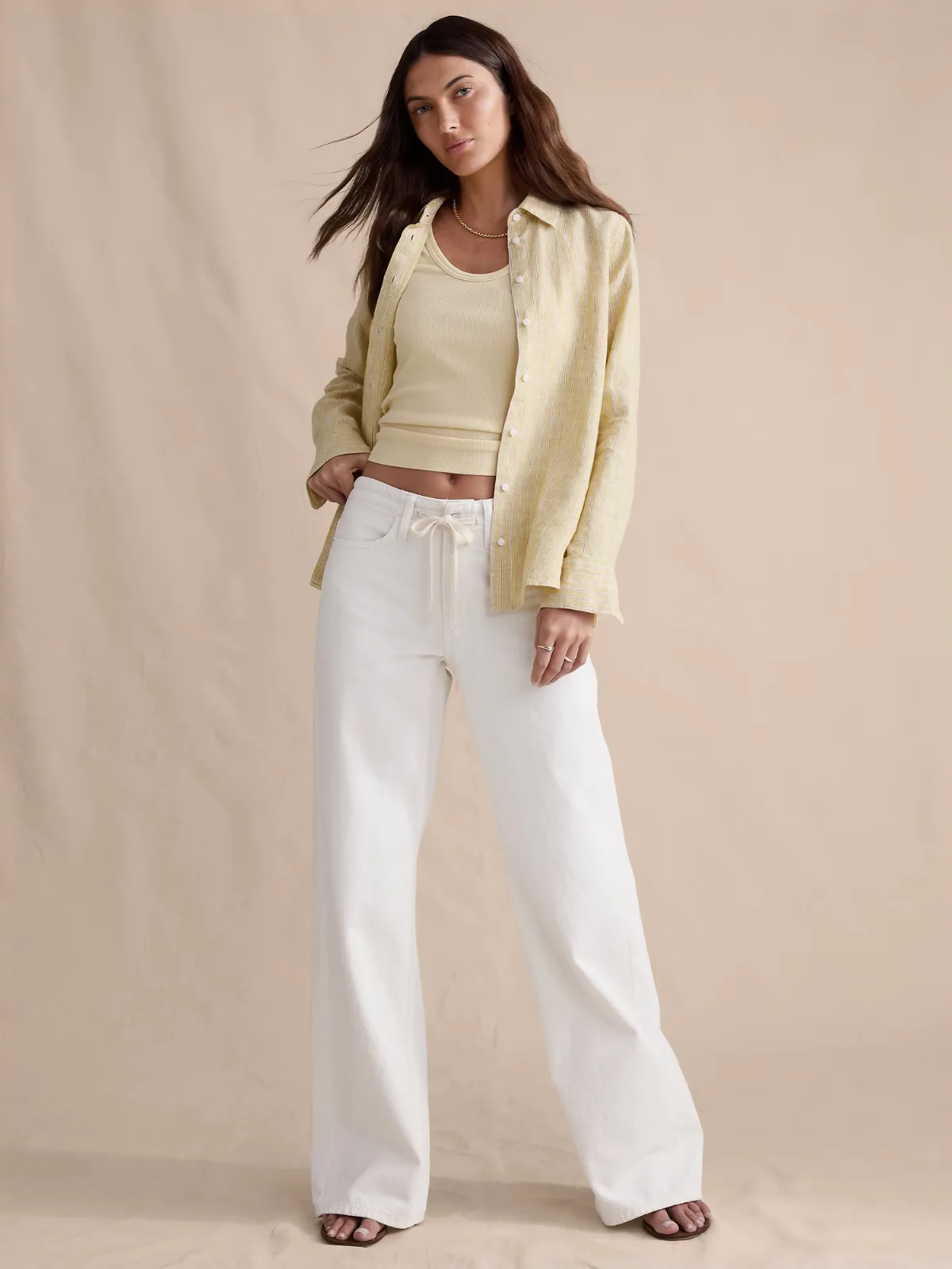Mid-Rise Wide-Leg Drawstring Jean by Banana Republic