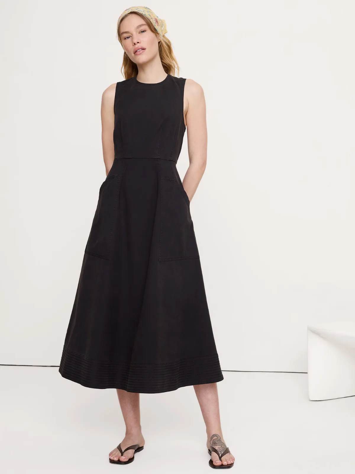 Cotton Canvas Utility Pocket Maxi Dress by Banana Republic