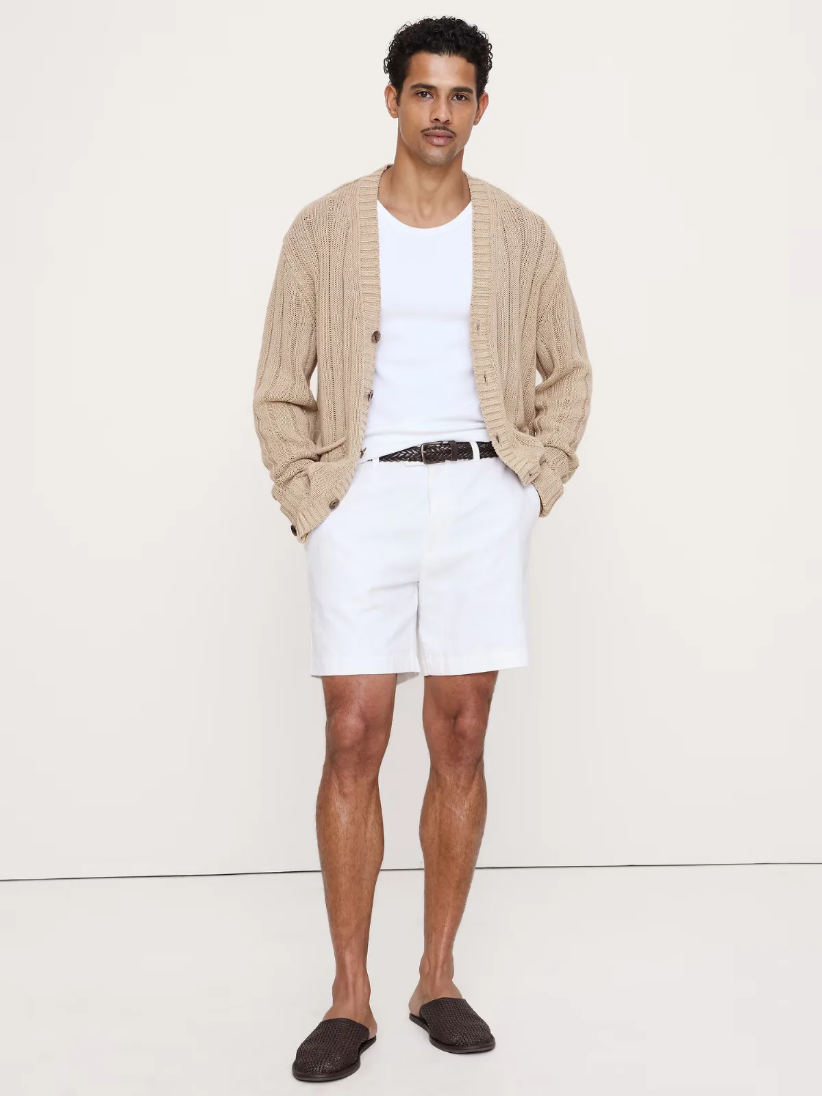 Linen-Cotton Ribbed Cardigan by Banana Republic