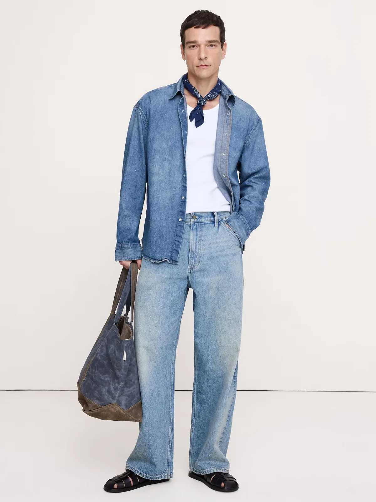 Relaxed-Fit Denim Shirt with Snaps by Banana Republic