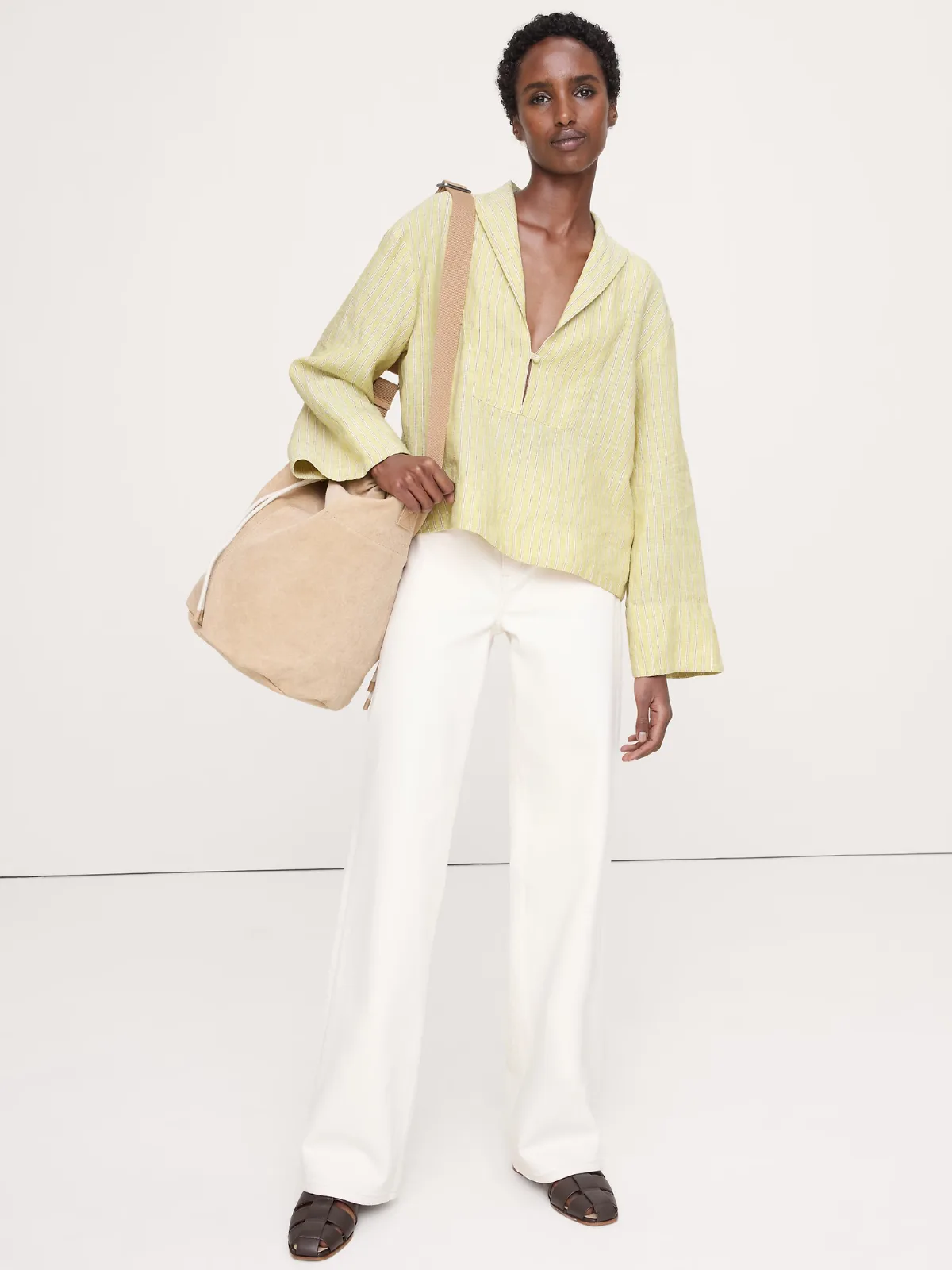 Linen Popover Top by Banana Republic