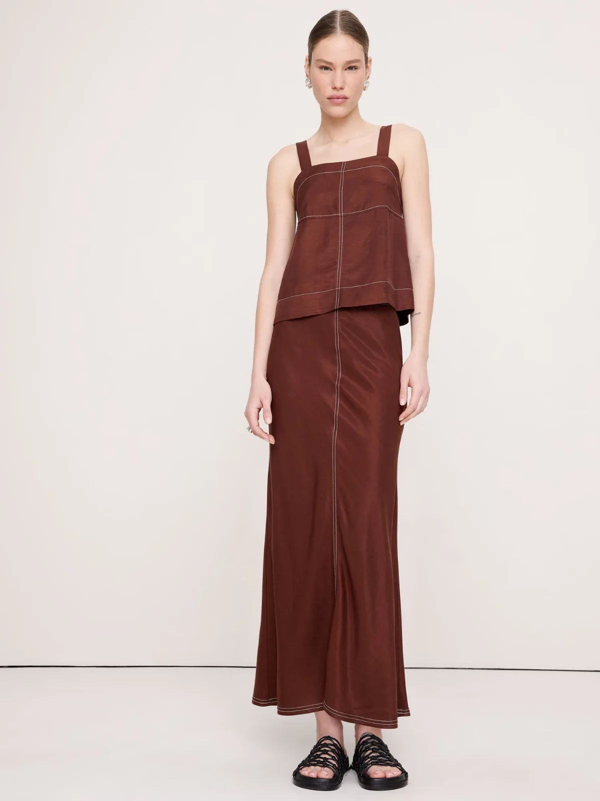 Viscose-Linen Bias-Cut Maxi Skirt by Banana Republic