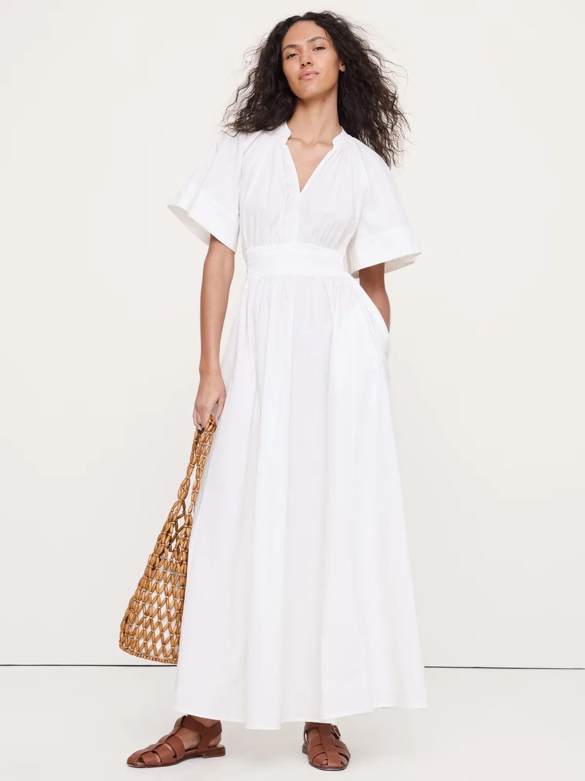 Tie-Back Maxi Dress (100% Cotton) by Banana Republic