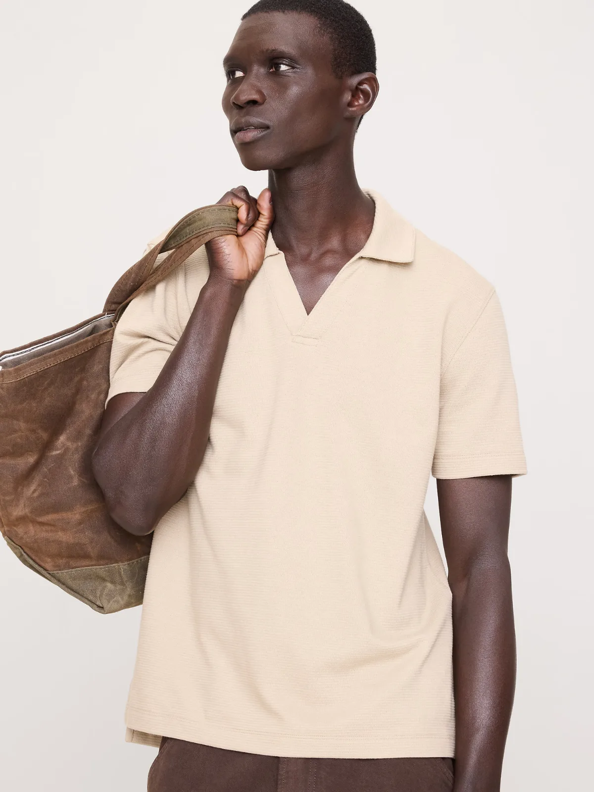 Mesh Johnny-Collar Polo Shirt by Banana Republic