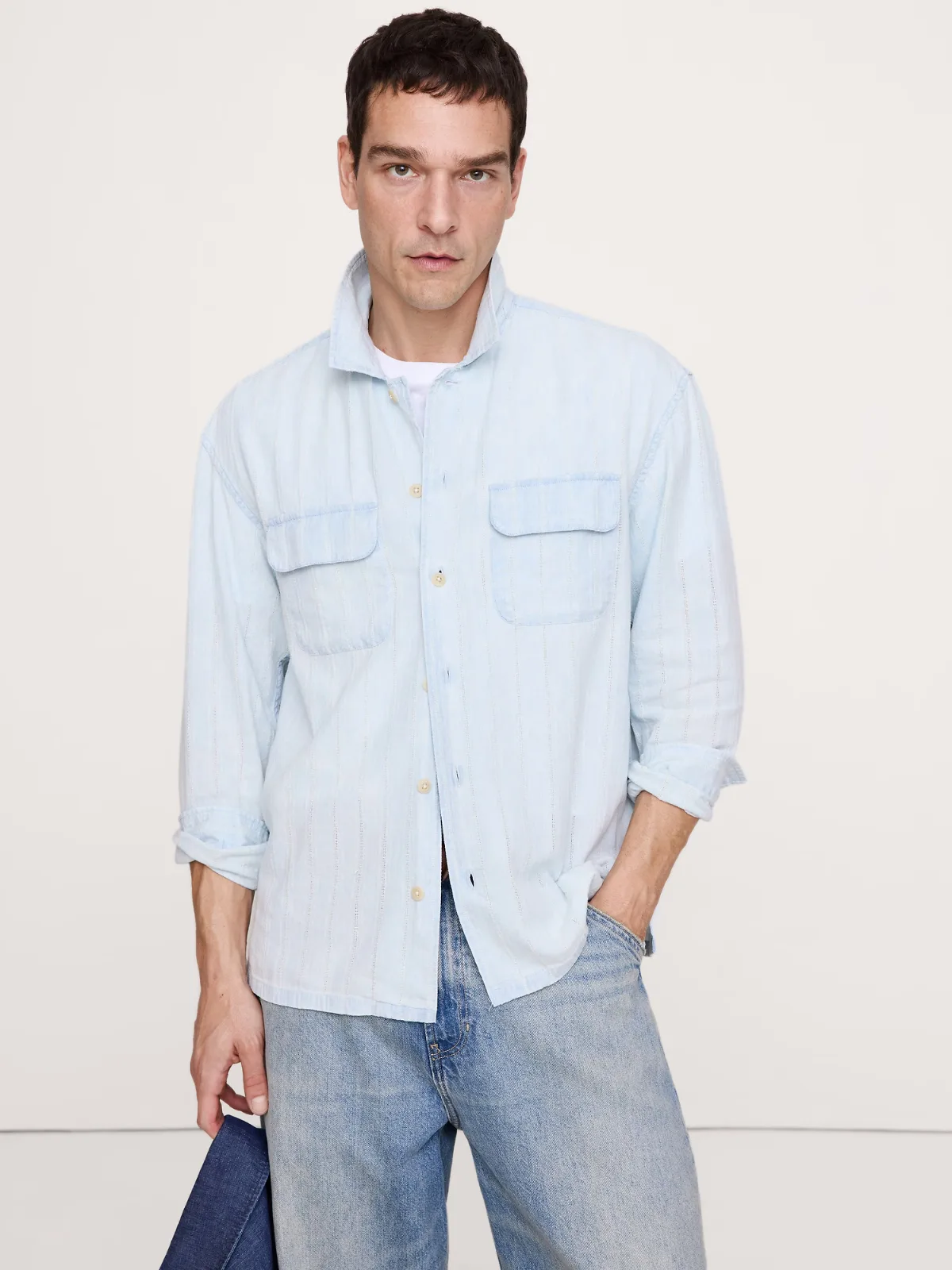 Relaxed-Fit Denim Long-Sleeve Resort Shirt by Banana Republic