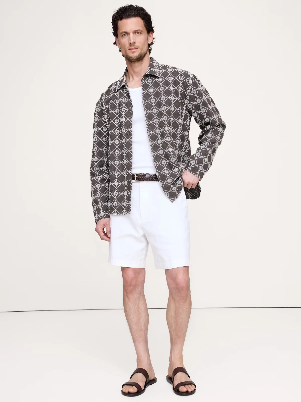 Relaxed-Fit Embroidered Linen Long-Sleeve Resort Shirt by Banana Republic