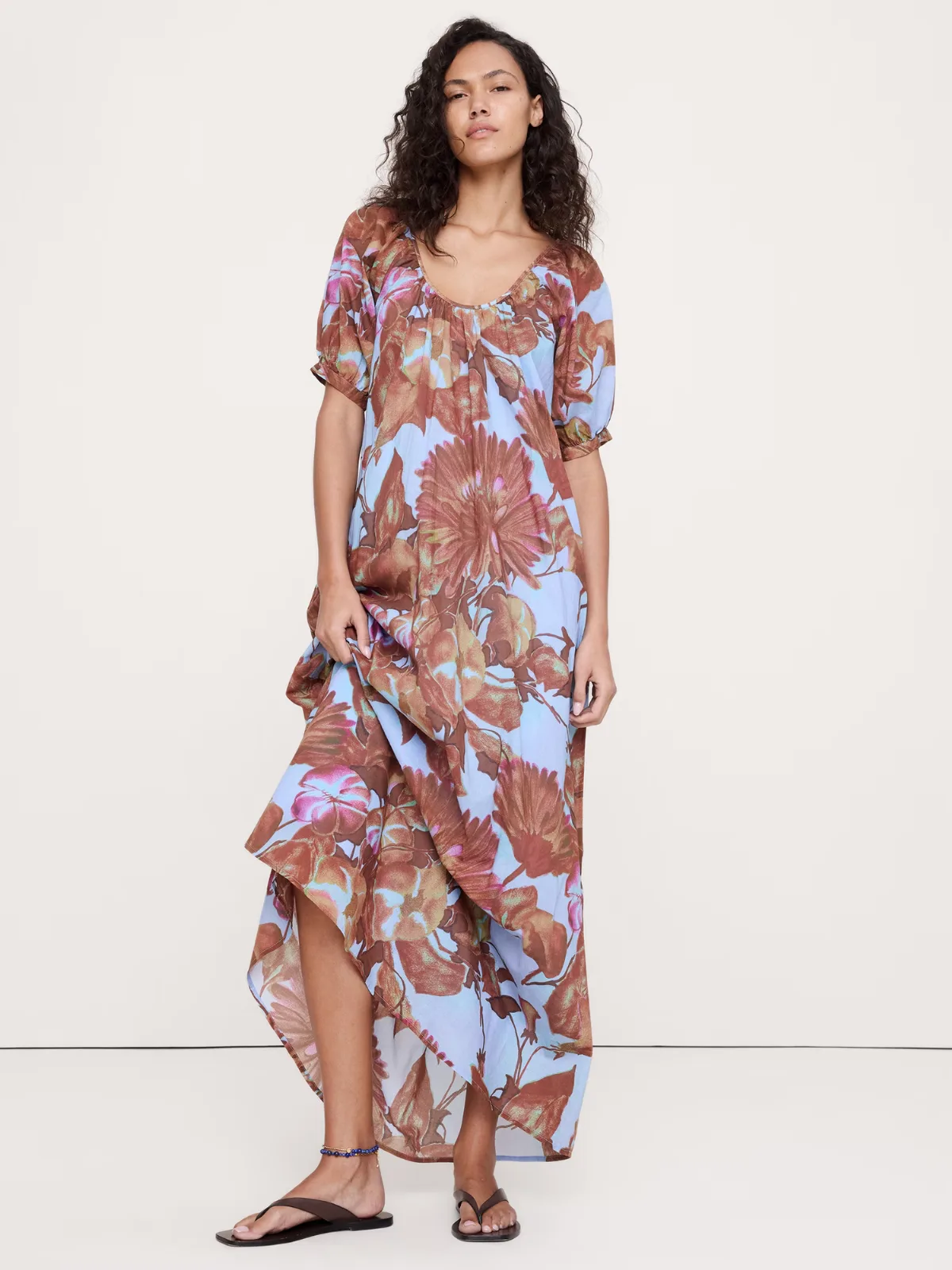 Lightweight Cotton Scoop-Neck Maxi Dress by Banana Republic