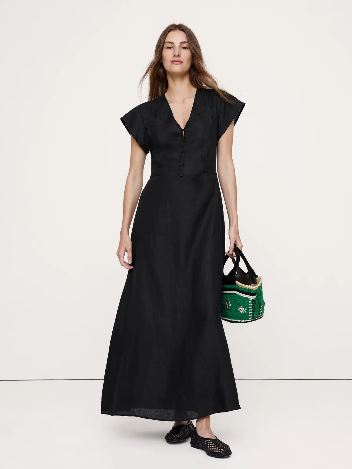 Linen Side-Tie Maxi Dress by Banana Republic