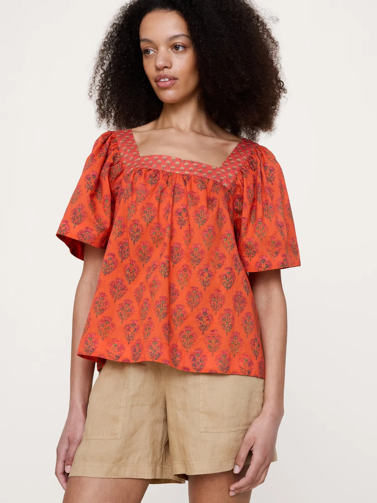 Lightweight Cotton Square-Neck Top by Banana Republic
