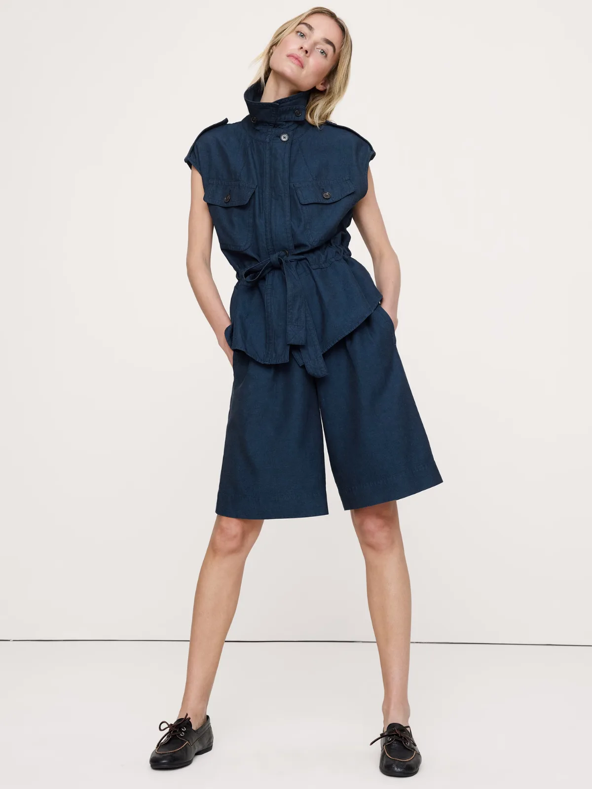 TENCEL-Cotton-Linen Bermuda Short by Banana Republic
