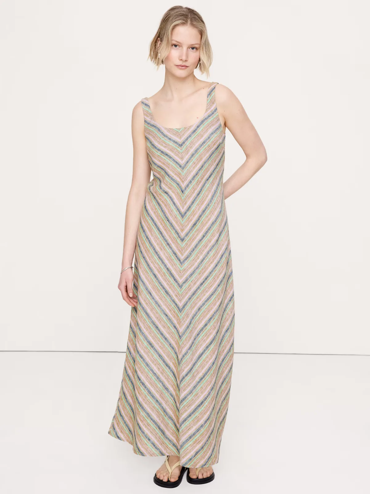 Linen Bias-Cut Maxi Dress by Banana Republic