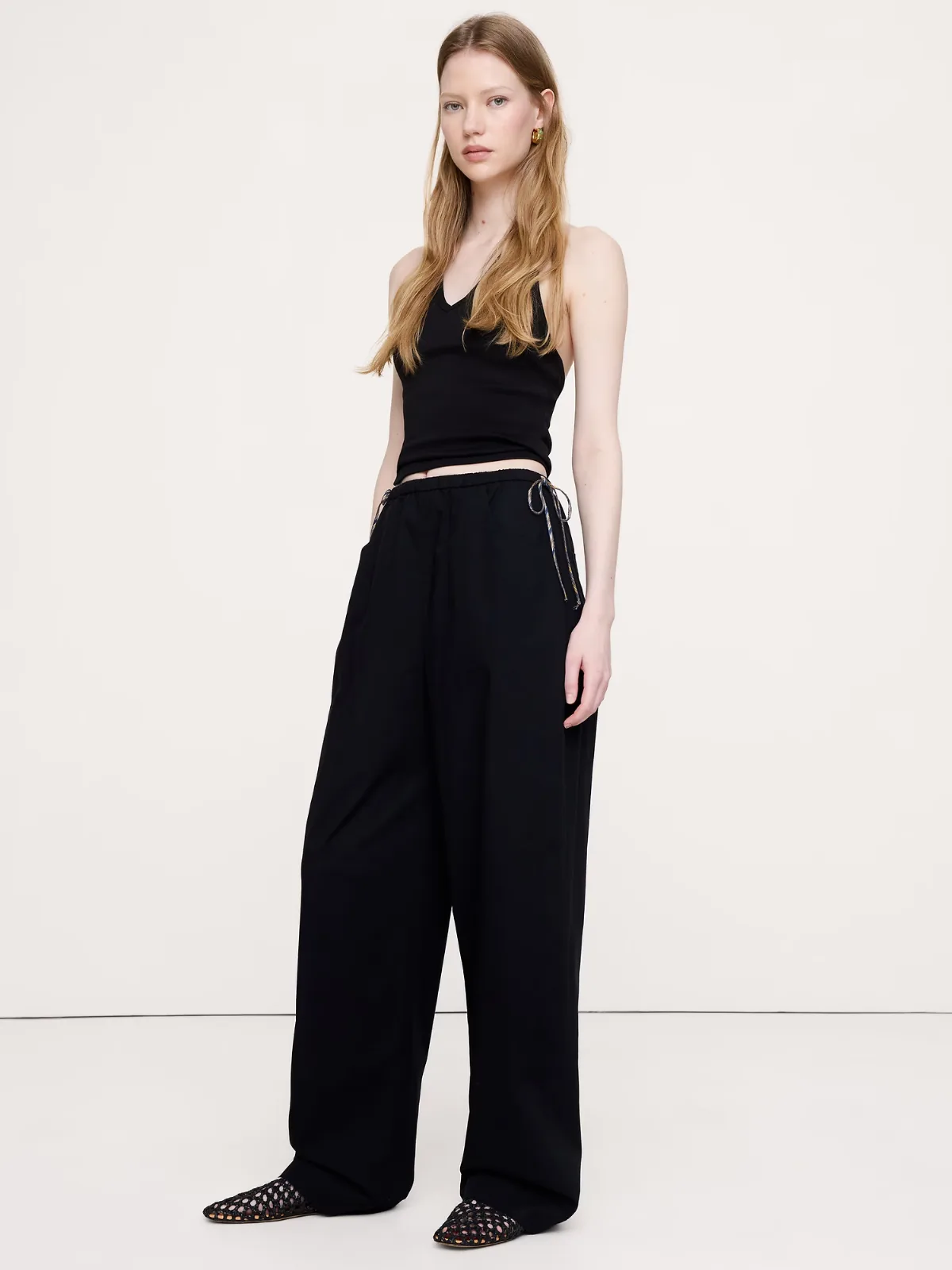 Cotton Pull-On Side-Tie Pant by Banana Republic