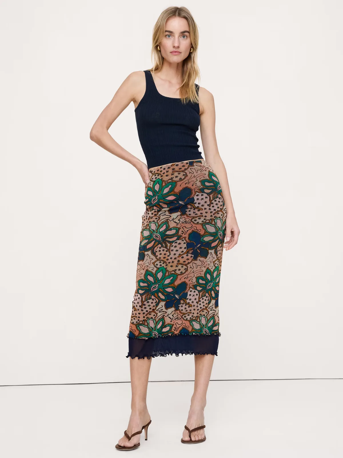 Mesh Midi Skirt by Banana Republic
