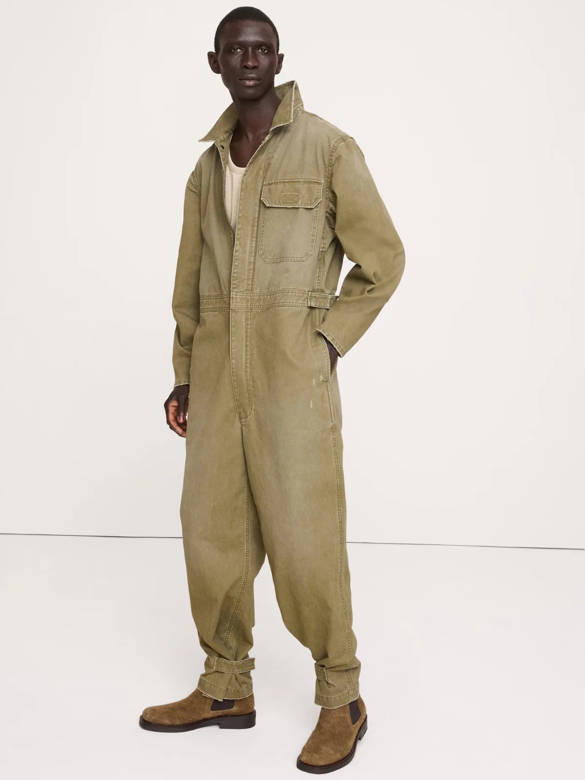 Cotton Twill Utility Jumpsuit by Banana Republic