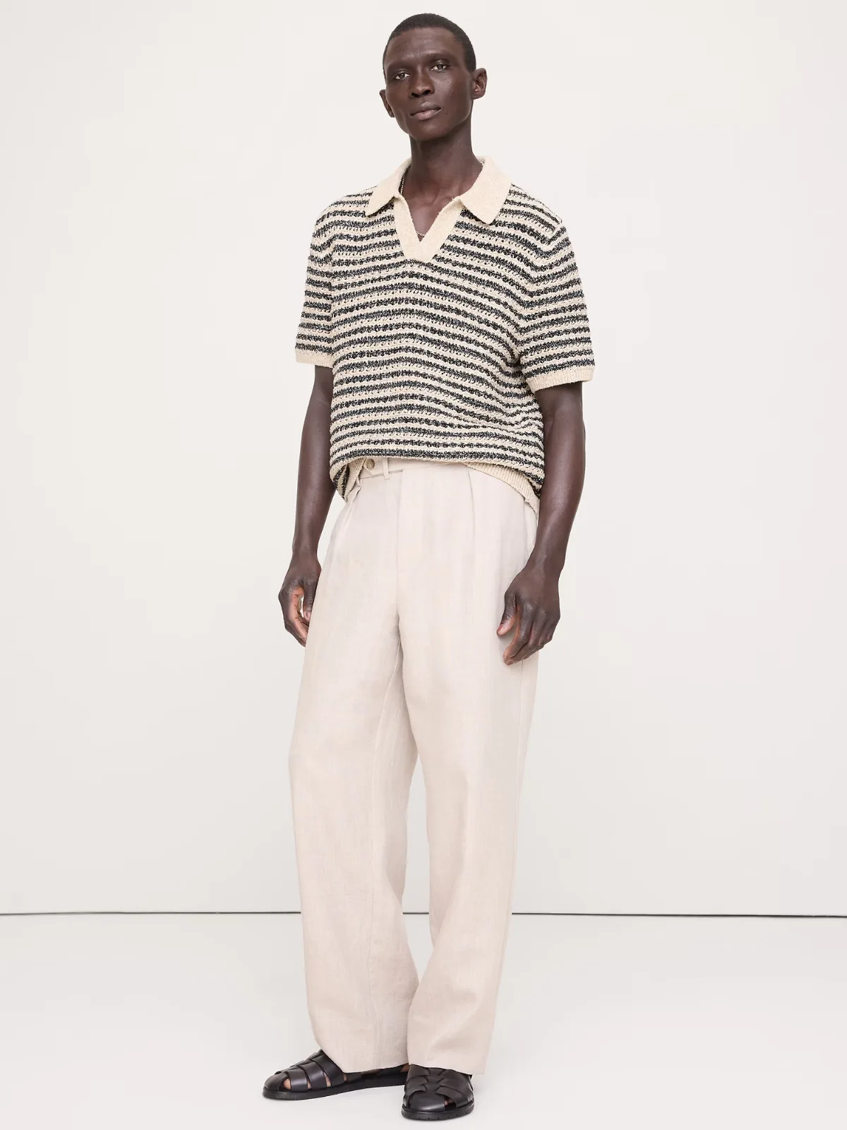 Textured Stripe Sweater Polo Shirt by Banana Republic