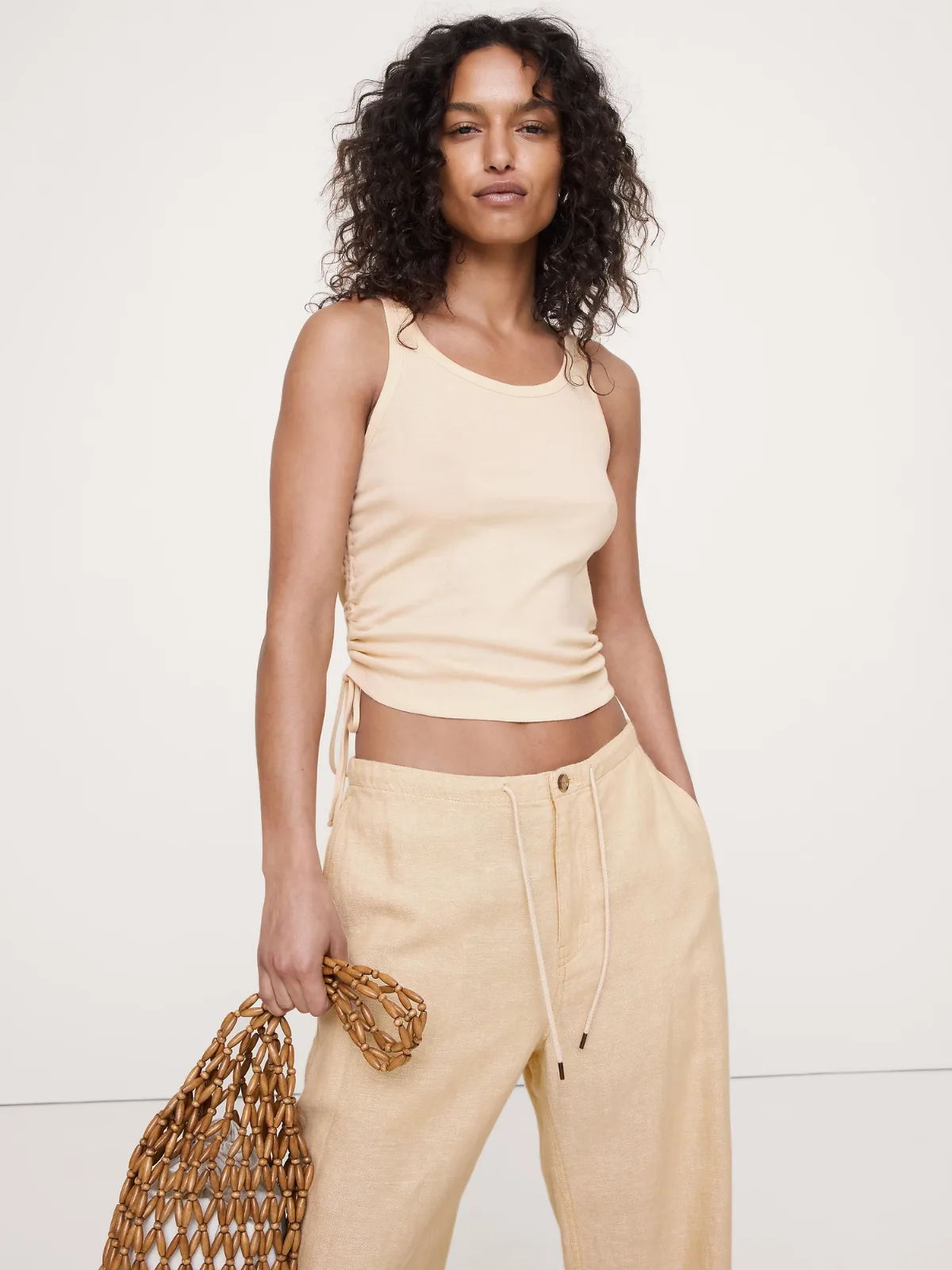 Airy Cotton Ruched Drawstring Tank by Banana Republic