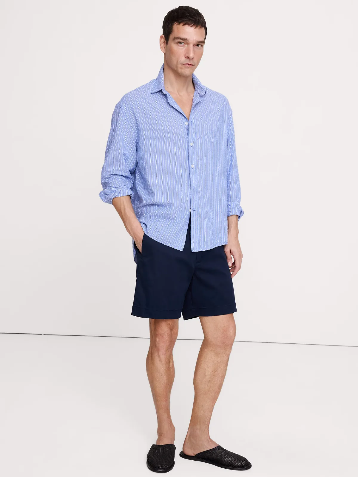 Relaxed-Fit Stripe Seersucker Shirt by Banana Republic