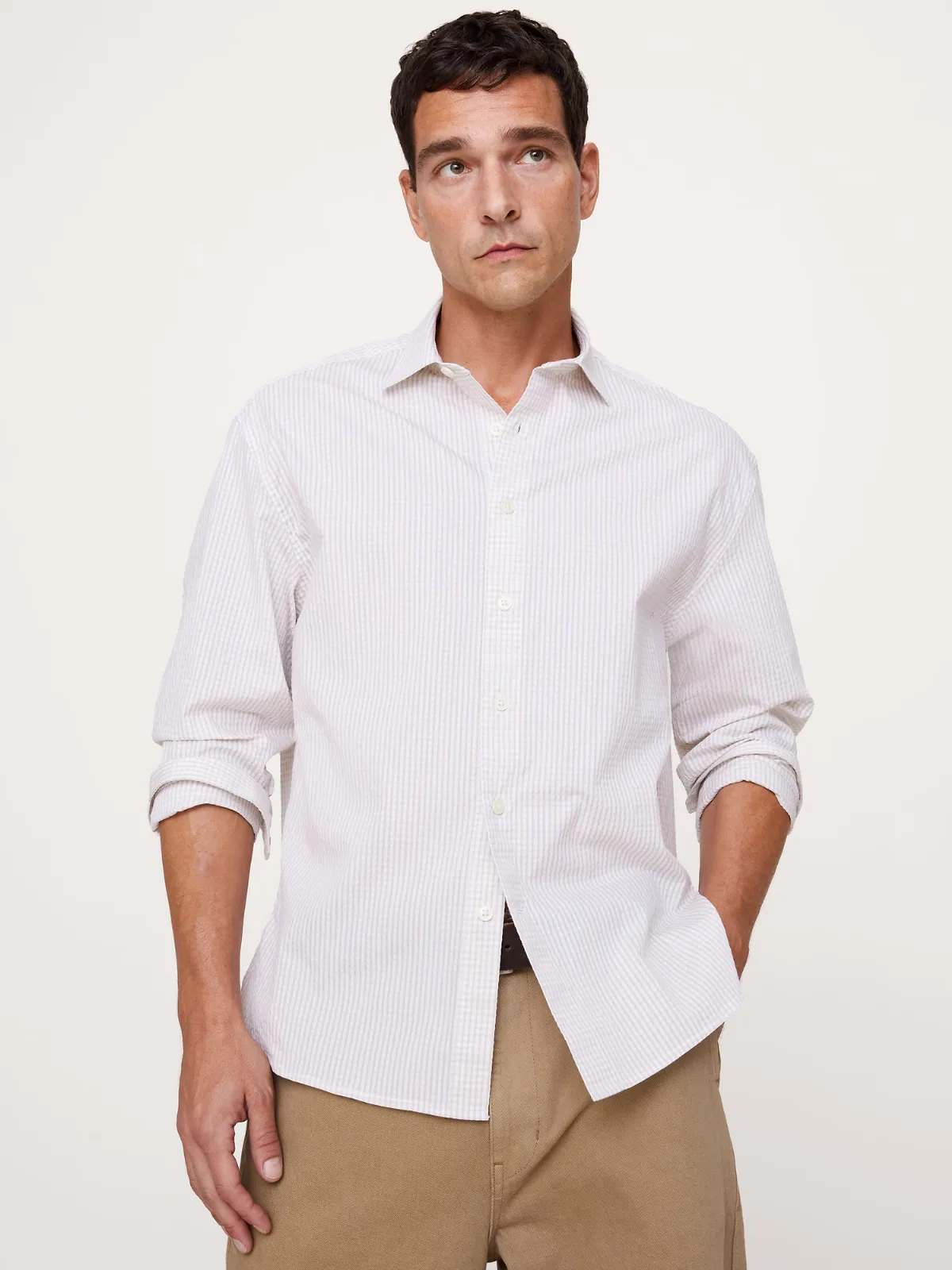Relaxed-Fit Plaid Seersucker Shirt by Banana Republic