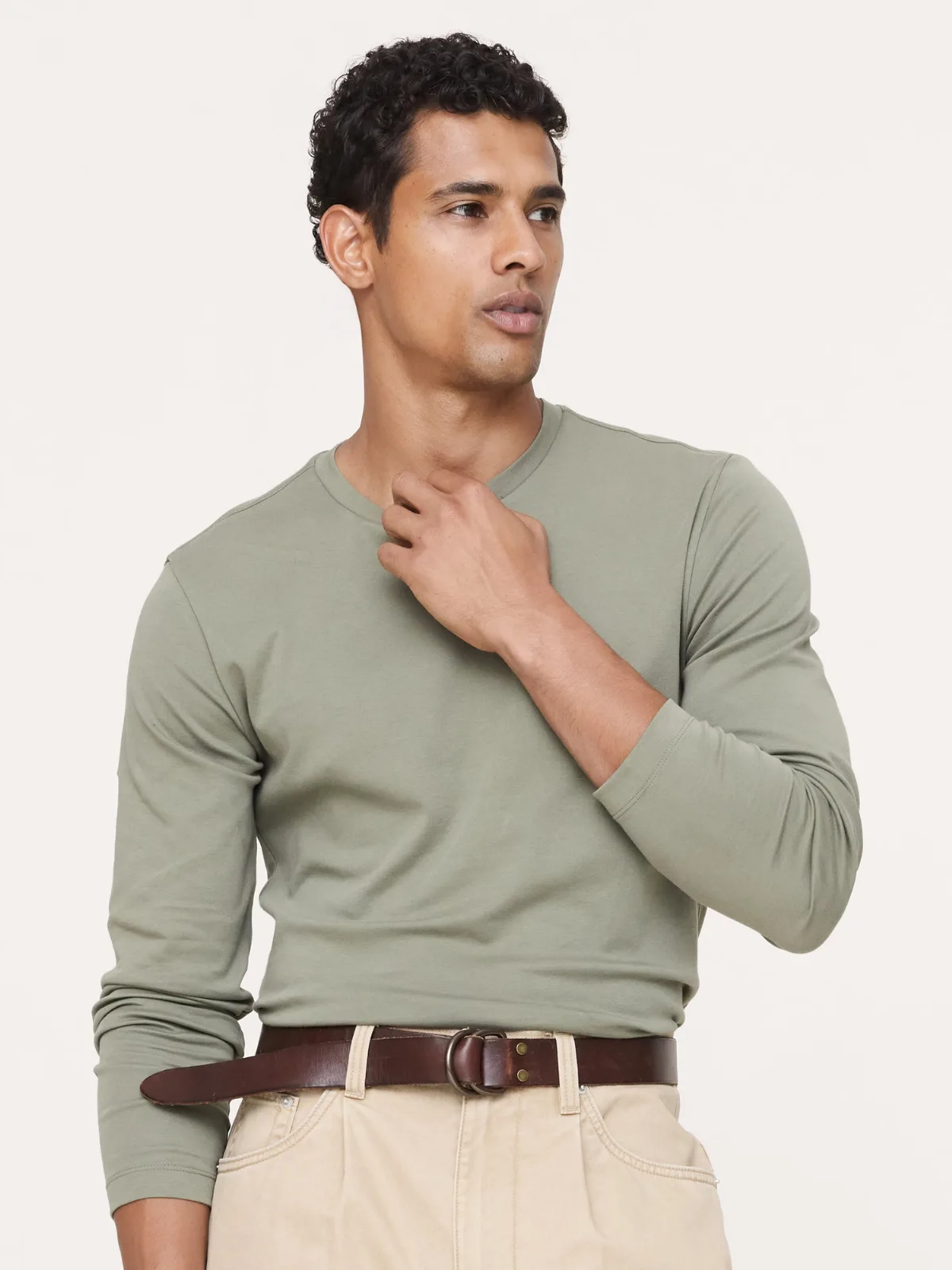 Luxury-Touch Long-Sleeve T-Shirt by Banana Republic