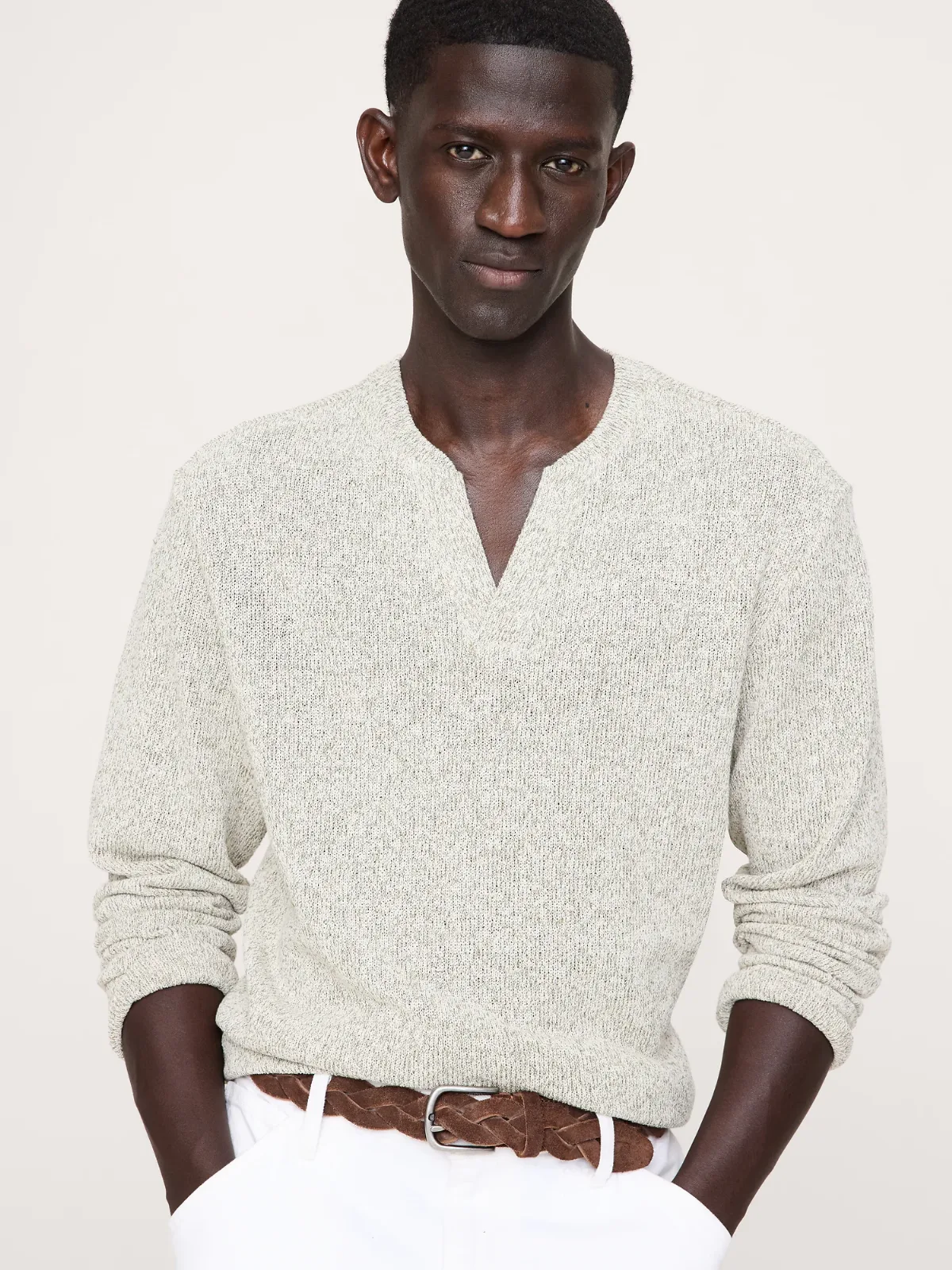 Marled Notch-Neck T-Shirt by Banana Republic