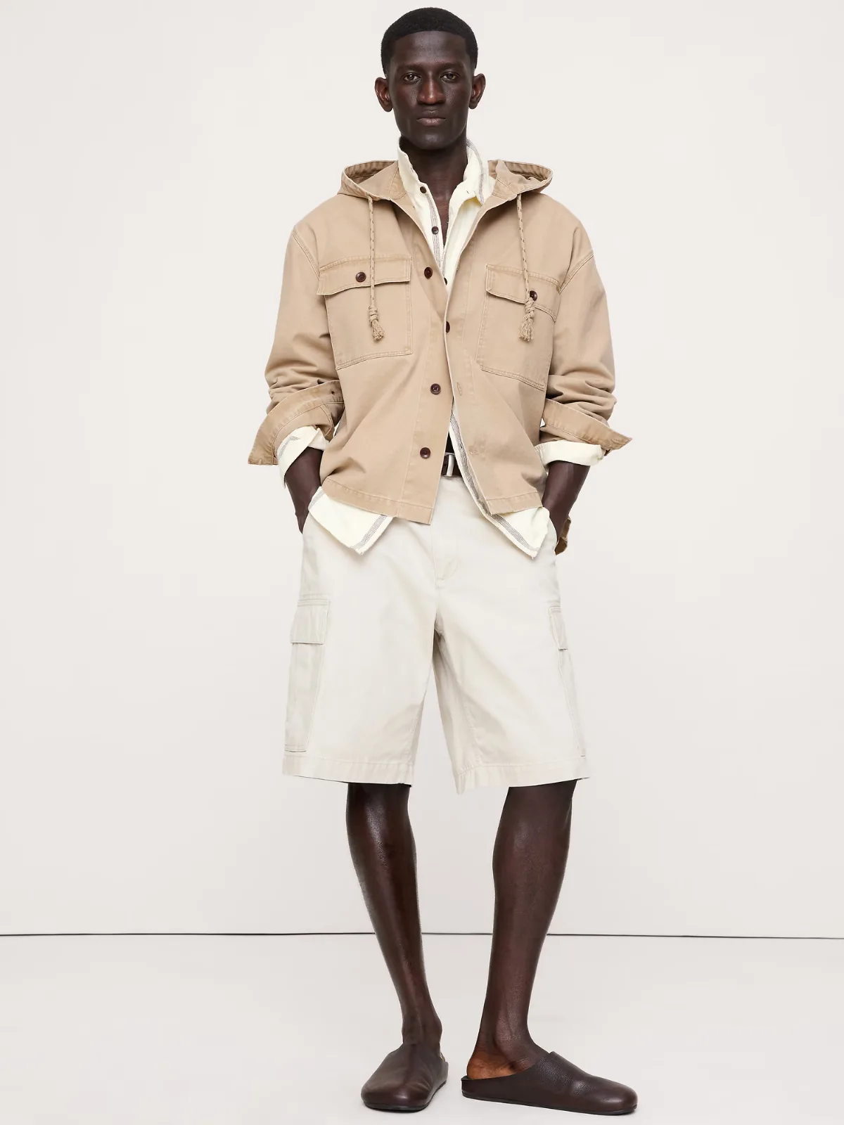 Cotton Twill Hooded Overshirt by Banana Republic